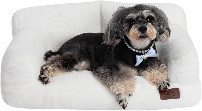 Hollypet Small Dog Large Cat Bed Puppy Couch Beds for Pets up to 25 lbs | Fluffy Dog Cat Couch Plush Soft Warming Pets Beds with Machine Washable Cover and Non-Slip Bottom