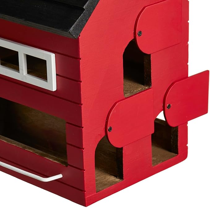 Glitzhome Hanging Bird House for Outside,10.25" H Modern Hand Painted Wooden Bird Houses for Outdoors, Functional and Decorative Bluebird Birdhouses Outdoor Garden Birdhouse, Red
