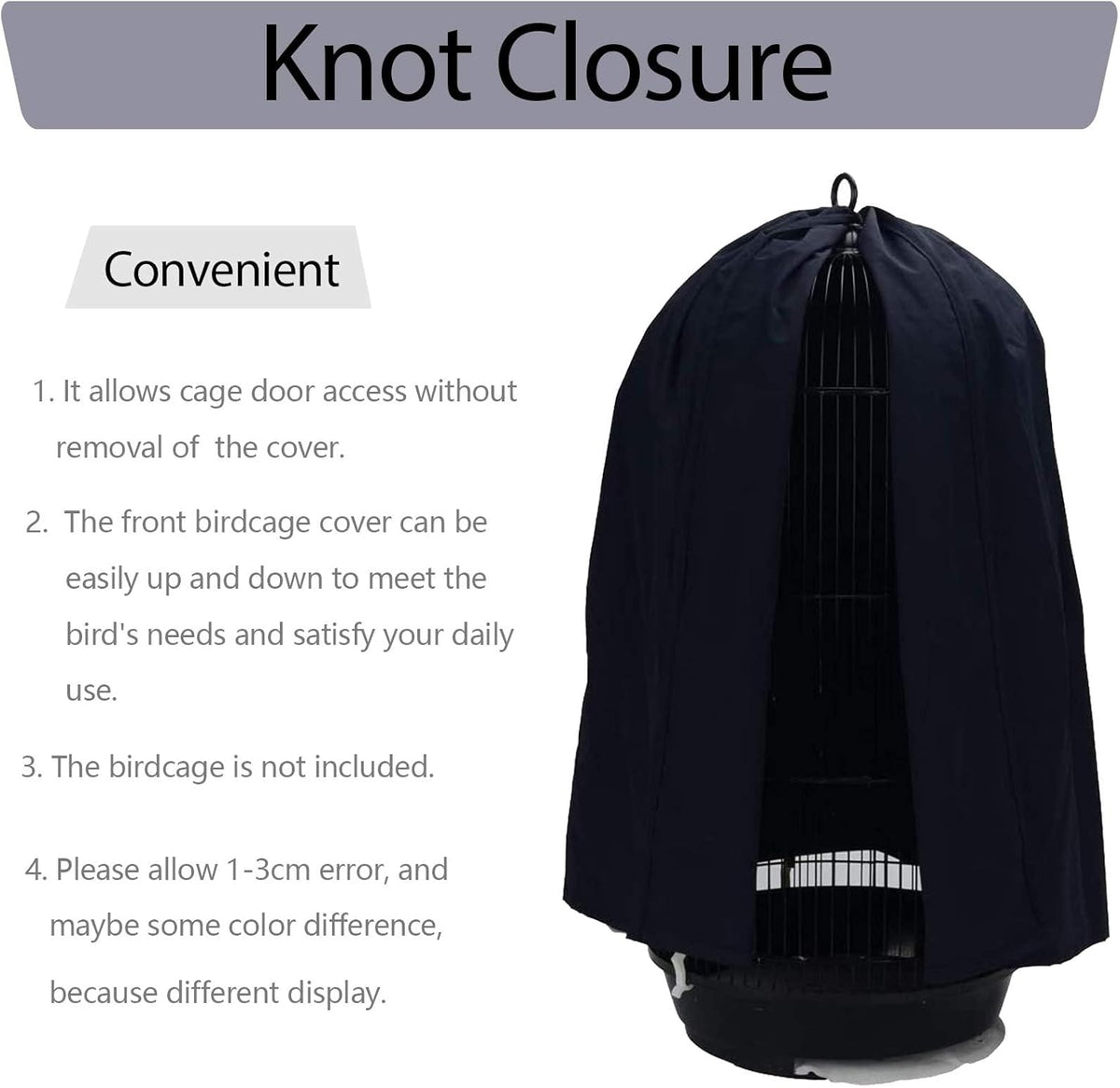 QBLEEV Round Parrot Birdcage Cover Pet Universal Blackout Cage Cover Shade Windproof Light-Proof Sleep Reduces Distractions Night Accessories Cloth Without Cage