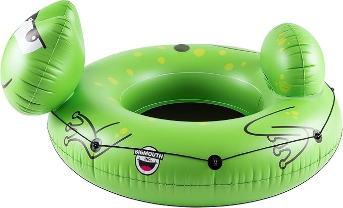BigMouth Inc Large Frog River Tube with Mesh Seat, Heavy Duty Vinyl Raft for Waterway Drifting, Built-in Cup Holder and Grab Rope, Comfortable Floating Ride for Lakes, Streams, Adults and Kids