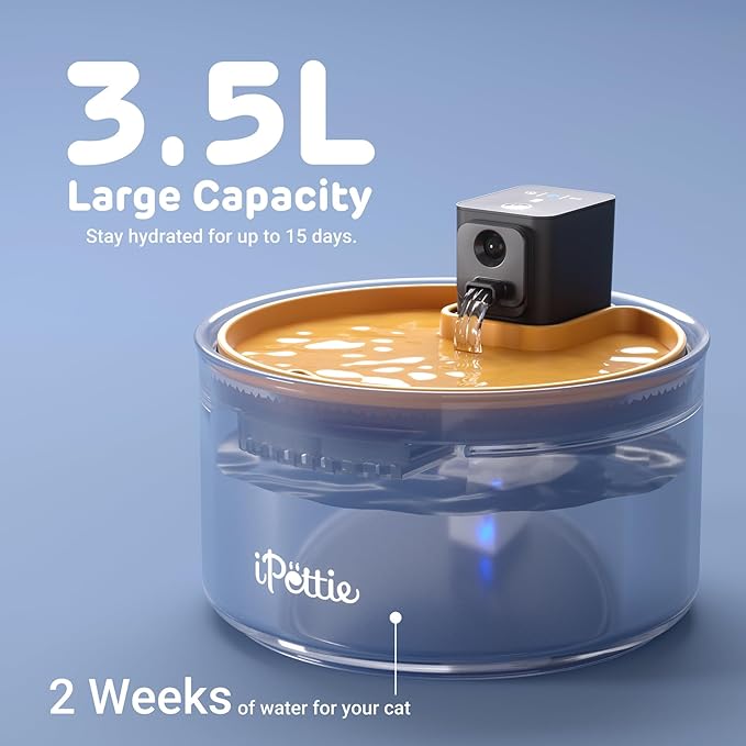 iPettie Ceramic Cat Water Fountain, 3.5L/118oz Cordless Pet Water Dispenser with 3 Water Modes, Ultra-Quiet Pump, Rechargeable 3000mAh Battery, BPA-Free Ceramic & ABS, Auto Low Water & Battery Alerts