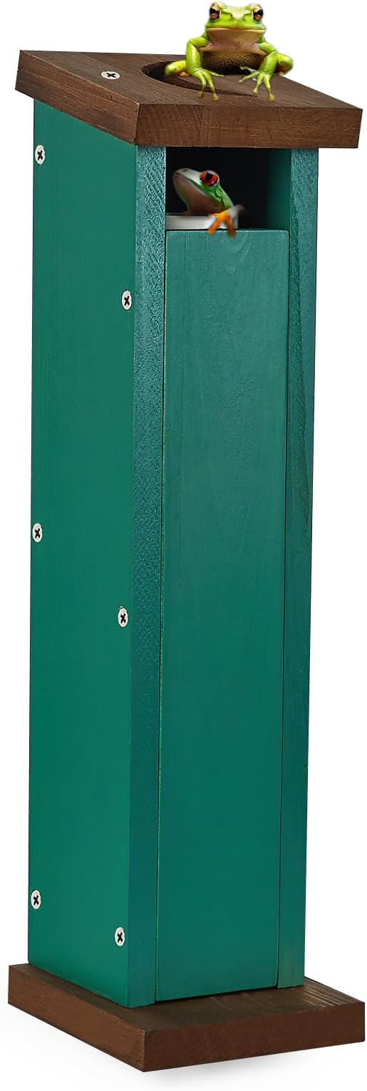Tree Frog House for Many Species of Tree Frogs, Deluxe Wood Tree Frog Nest Frog Habitat Frog Shelter for Outside Garden, Indoor Breeding (Green)