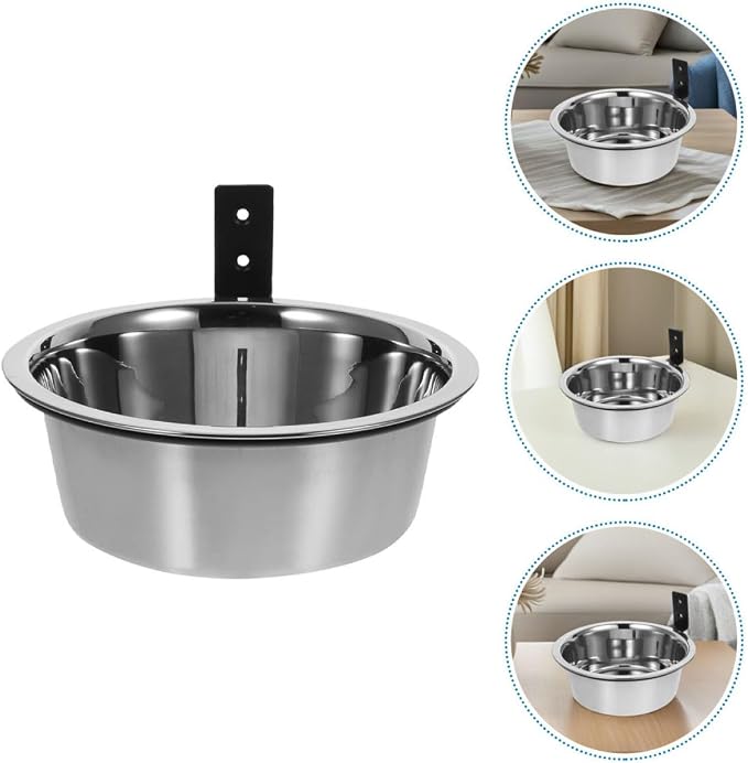 Elevated Dog Bowls Wall Mounted Feeding Station Stainless Steel Raised Pet Food and Water Bowls 8-inch Set of 2 for Indoor and Outdoor Use