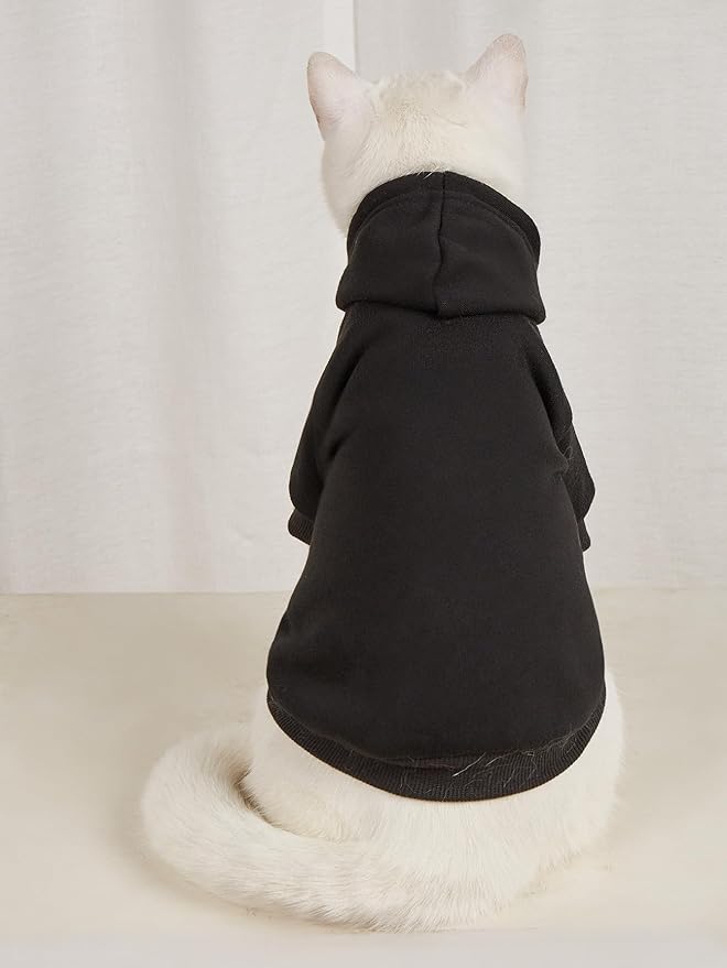 QWINEE Basic Dog Hoodie Sweatshirt Puppy Sweater Warm Cat Costumes Pet Clothes for Chihuahua Puppy Kitten Small Medium Dogs Black and Pink Small
