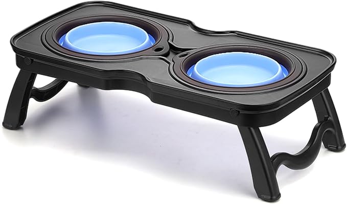 Raised Dog Food Bowl Set, Elevated Silicone Pet Food Bowl with Stand for Dogs and Cats