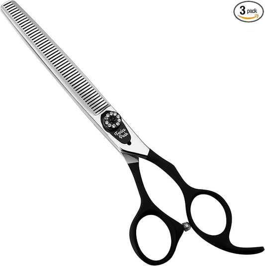 Fenice Peak 7.0'' Dog Thinning Scissors For Grooming 440C Stainless Steel Black Non-Slip Handle Sharp Blades Professional Pet Trimming Scissors for Cats Thinning Rate 35%