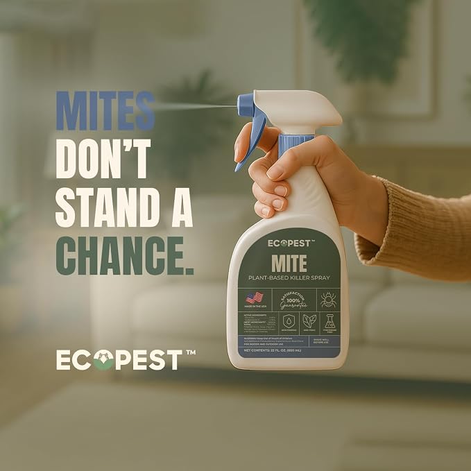Mite Spray – Natural Killer for Dust, Bird, Spider & Other Mites | Bedding & Furniture-Safe | Treatment for Chickens, Poultry, Dogs, Cats, Reptiles & Other Pets | Indoor & Outdoor (1 Gallon)