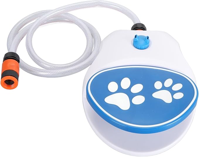 Outdoor Dog Water Fountain Step On, Large Dog Sprinkler Drinking Water Dispenser Dog Waterer Activated with Stainless Steel Braided Hose