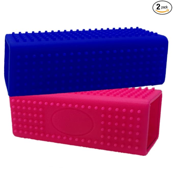 2 Pieces Pet Dog Cat Hair Remover, Block Roller Cleaner, Hollow Silicone Cleaner Brush for Sofa, Car Interiors, Furnishings, Carpets, Bedding or Any Fabric (Navy Blue, Pink)