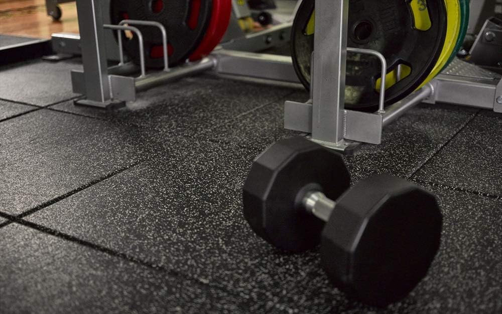American Floor Mats - Extreme Rubber Gym Tiles - 1 Inch Thick Colorful Rubber Gym Tiles - Superior Shock and Sound Absorbing Tiles - 35% Blue/Grey/White 25 Tile Pack (Covers 100 Sq Ft)