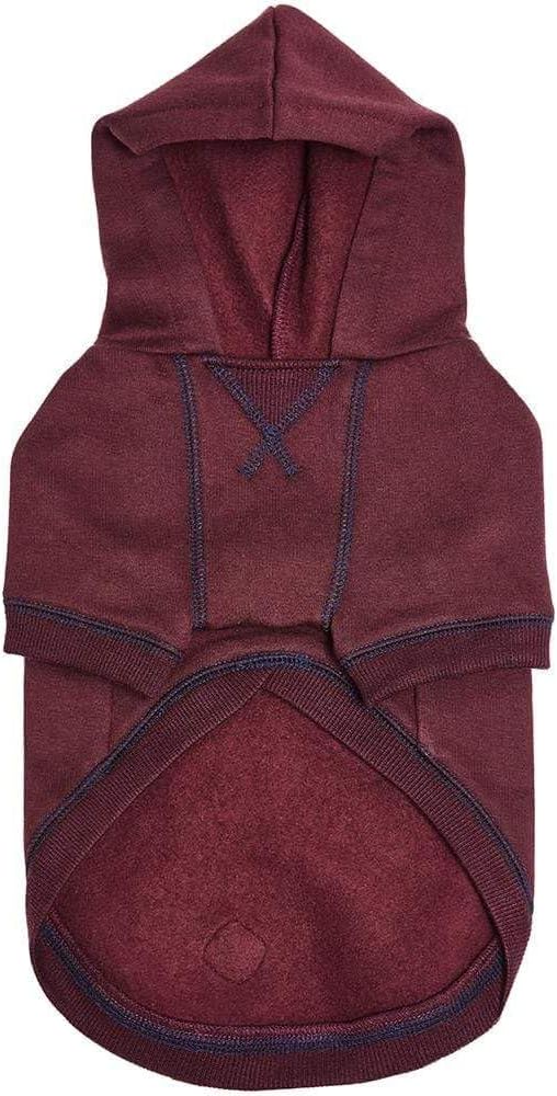 Blueberry Pet Essentials Dog Hoodie – 18 inch, Cotton‑Blend Sweatshirt with Hood, Burgundy Red, Machine‑Washable Small‑Dog Jersey