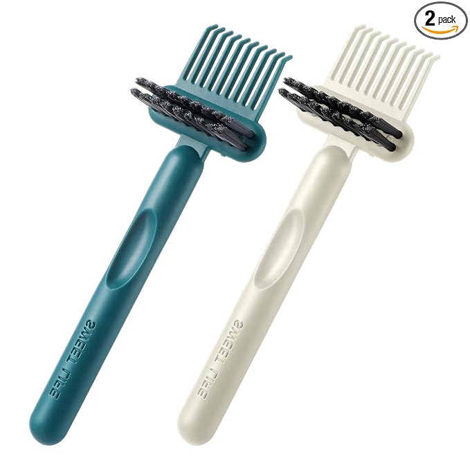 2Pcs 2-in-1 Hair Brush Cleaner & Remover Tool Brush Cleaning Tool Comb Cleaner Effective Hairbrush Cleaner Hair Brush Remover Rake for Man Woman Home Travel Salon Removing Hair Dust (Green, White)