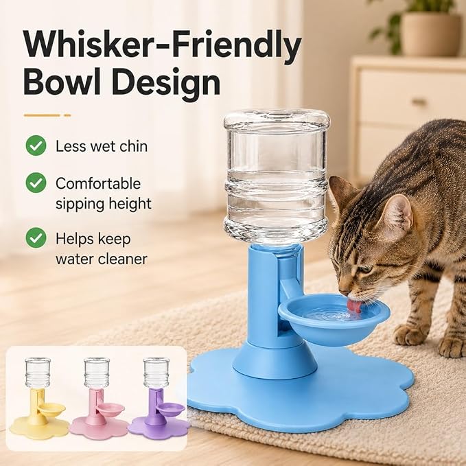 Automatic Pet Water Dispenser,Flow Self Refilling Cat & Dog Water Bowl | Portable Bottle Outdoor Jug, 3 Gallon No Spill, Washing Station for Pets, Feeder, Fountain, Storage(Purple,Includes Bottle)