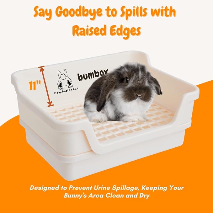 HoppScotch.bun Bumbox Large Rabbit Litter Box, 15.75" Training Cage with Plastic Grid for Small Animals, Indoor/Outdoor, Cream (Pack of 2)
