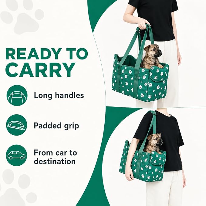 Small Dog Car Seat for Center Console, Wilderness Green | Cullaby Small Dog Car Seat for Center Console,
