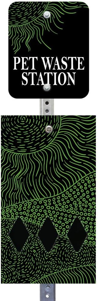 Zero Waste USA - DISPENSE-ART™ Mini Dog Waste Station - Rolling Hills-Black | UV-printed aluminum bag station with 400 bags, 25% larger dispenser, installs beside existing trash cans, 10-year warranty