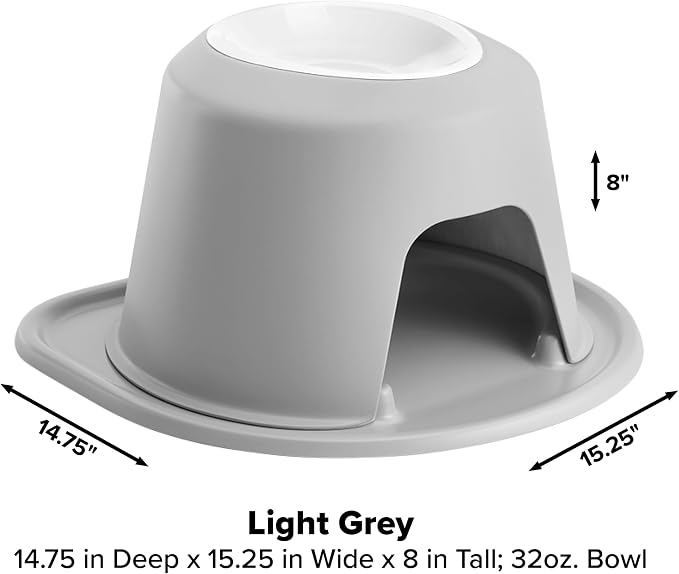 WeatherTech Single High Pet Feeding System w/Plastic Dog/Cat Bowls - 8" High Stand Light Grey (PSH3208LGLG)