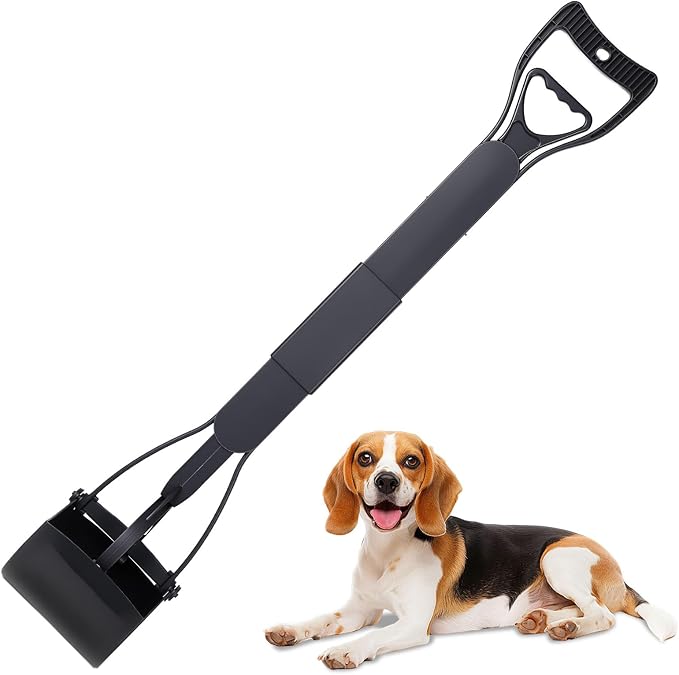 32'' Portable Pooper Scooper, Heavy Duty Dog Poop Pick Up Tool for Medium & Large Dogs, Clean Waste Tool for Yard, Lawns & Grass, Black | Medium & Large Dogs, Yard & Lawn Use, 81 cm Length, Waste Cleanup Tool, Black