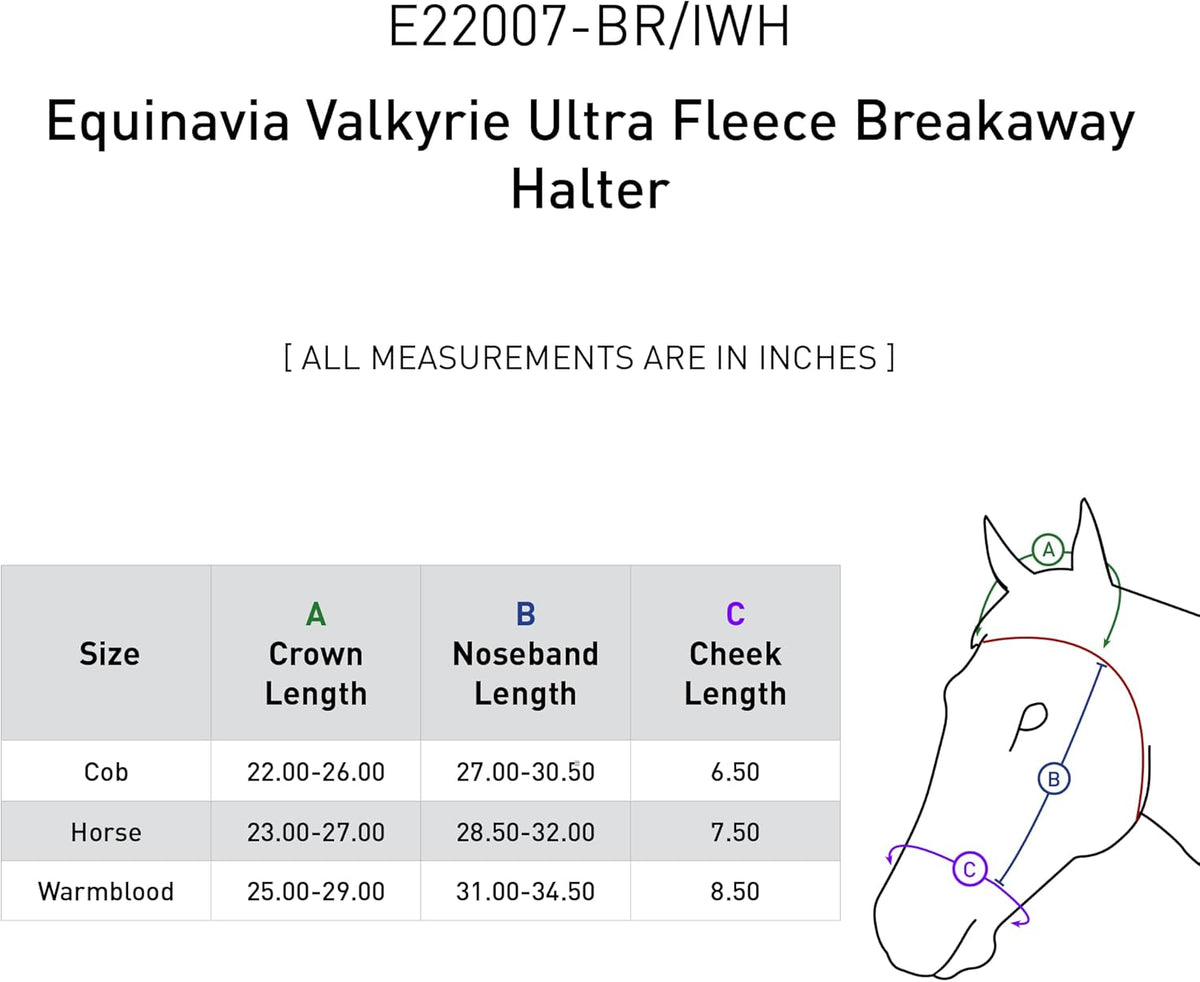 Equinavia Valkyrie Soft Ultra Fleece Padded Adjustable Breakaway Horse Halter - Brown/Ivory White - Cob