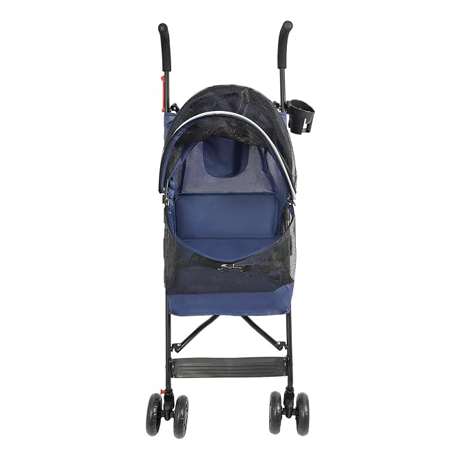 Pet Stroller for Small Medium Dogs Cats up to 22 lbs, Lightweight Foldable Dog Stroller with 360° Wheels & Brakes, Safety Tether, Breathable Mesh, Removable Washable Cushion