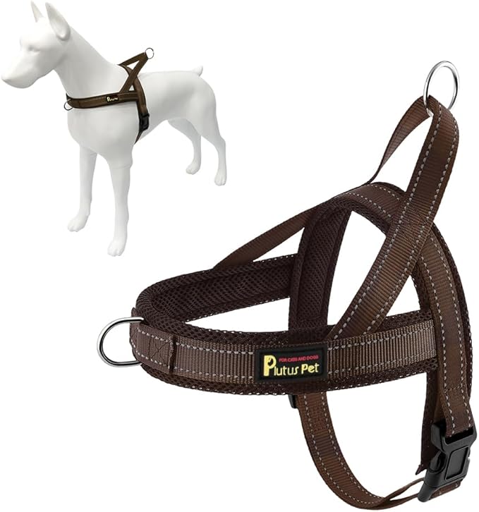 Plutus Pet No Pull Dog Harness for Large Dogs, Breathable Mesh Padded | Adjustable Reflective with Handle, Escape Proof, Quick Fit Pet Vest, Front Clip, for Training and Walking, Chocolate, XL
