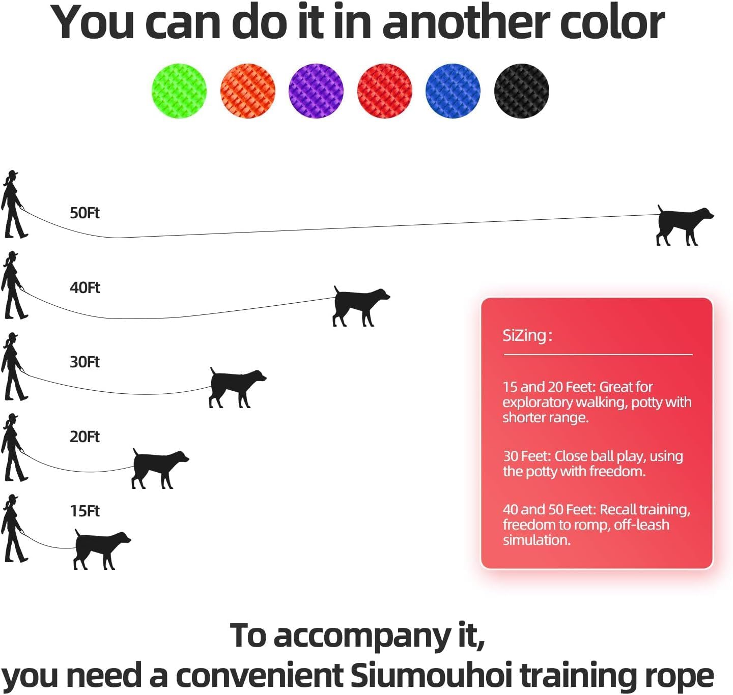 Dog/Puppy Obedience Recall Training Agility Lead - 15ft 20ft 30ft 40ft 50ft Training Leash - Great for Play, Camping, or Backyard (Pink, 15 Feet)