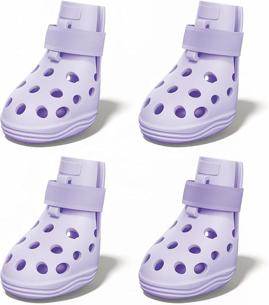 Dog Shoes for Hot Pavement, Breathable Dog Boots Paw Protectors with Adjustable Straps & Non-Slip Sole, Easy On & Off, Waterproof, Easy-Cleaning (Purple, XS)