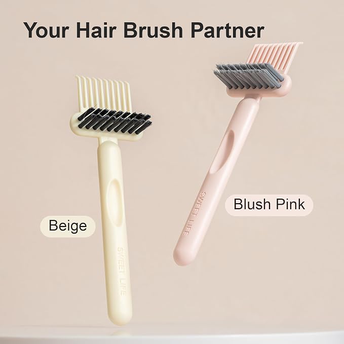 RHOS 2-in-1 Hair Brush Cleaner Tool, Comb Cleaner for Removing Hair and Dust, Ideal for Home, Salon Use (1 Pack - Beige)