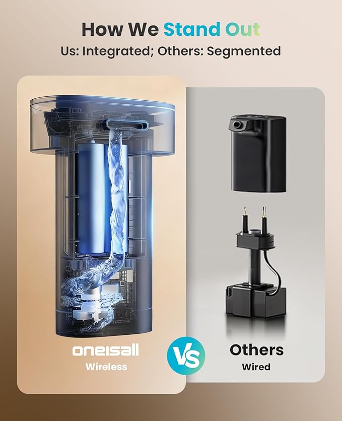 oneisall Wireless Cat Water Fountain: 74oz/2.2L Cordless Pet Water Fountains, 4000mAh Battery Operated Ultra-Quiet Integrated SilentFlow™ Pump for Cats Indoor, Automatic Cat Water Dispenser, BPA-Free