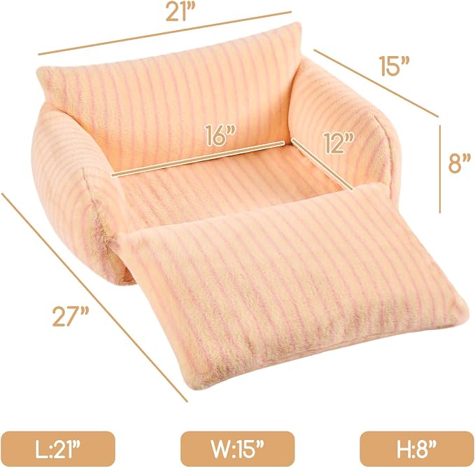 Hollypet Cat Bed Small Dog Orthopedic Couch Beds for Pets up to 13 lbs | Fluffy Multifunctional Double-Layer Warming Kitten Pet Couch Orthopedic Beds with Machine Washable Cover and Non-Slip Bottom