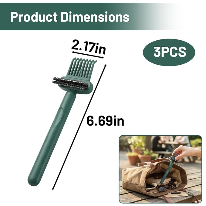 3 PCS Hair Brush Cleaner Tool, Comb and Hairbrush Cleaning Set, Efficient Hair Removal from Styling Tools, Professional Salon and Home Maintenance, Compact Green Cleaning Brushes for Travel ﻿