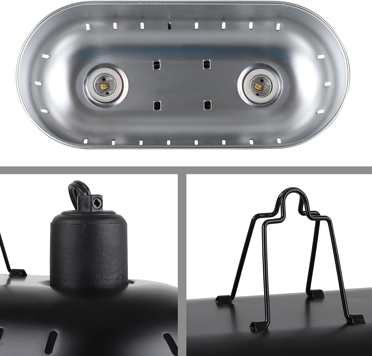 DXOPHIEX 15 inch Dual Reptile Light Fixture, Max 150W Dual Reptile Heat Lamp Fixture with 100W UVA UVB Sun Light & Ceramic Heat Emitter,Double Dome Lamp for Terrarium and Tortoise Habitat