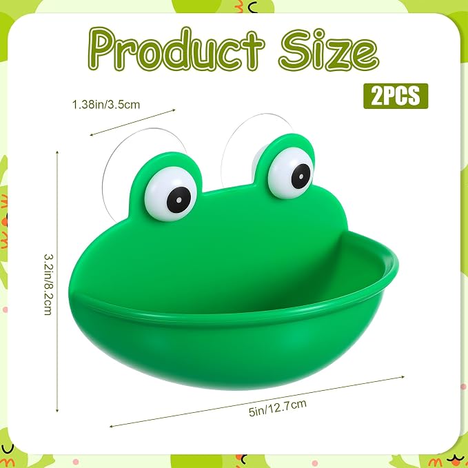 2pcs Frog Habitat with Suction Cup Frog Dish Holder Cute Fish Tank Decoration Lovely Suction Cup Soap Dish Holder Frogs Terrarium Decor for Tree Frogs Tadpole Small Aquatic Animal