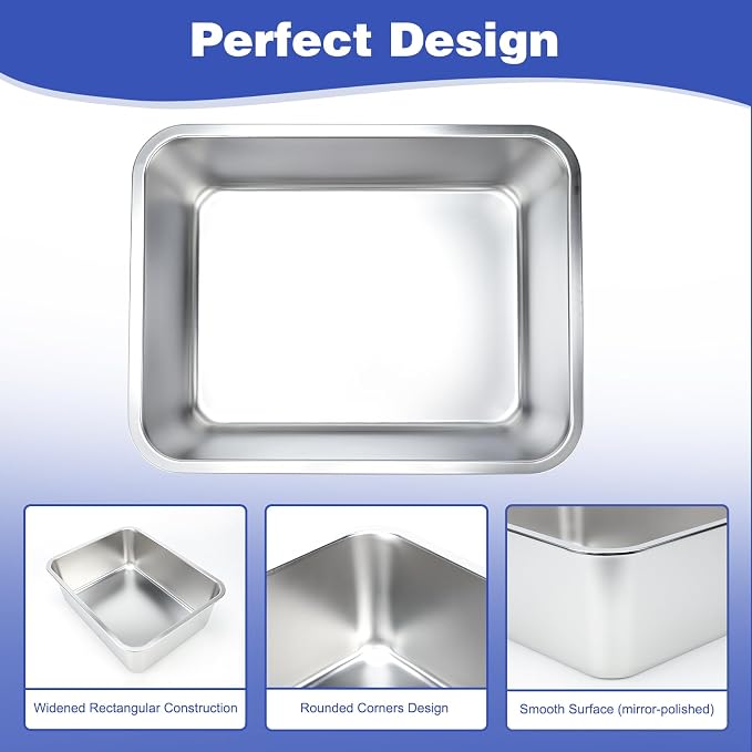 5 Gallon Large Dog Water Bowl, Stainless Steel Bowl, Giant Dogs | 5 Gallon Capacity, 17.7 x 13.8 x 6 in Size, Wide Rectangular Opening, Food or Water Use, Indoor Outdoor Use, Easy to Clean