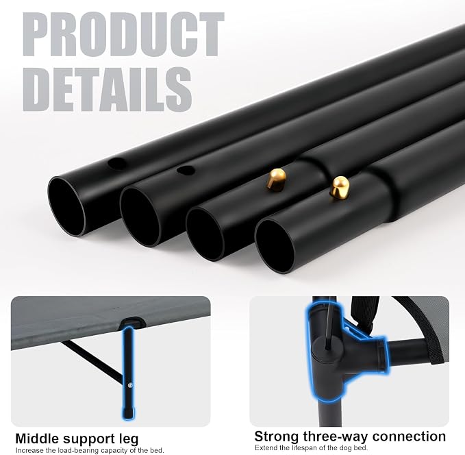 48'' Outdoor Elevated Dog Bed with Four Ice Pack, Raised Dogs Bed with Six Support Feet, Breathable Cooling Dog Cot Beds Medium Large Size Dogs, Outdoor Pet Hammock Beds, Outside Pet Beds(X-Large)