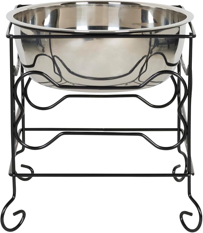 YML Wrought Iron Stand with Stainless Steel Dog Bowl, Large