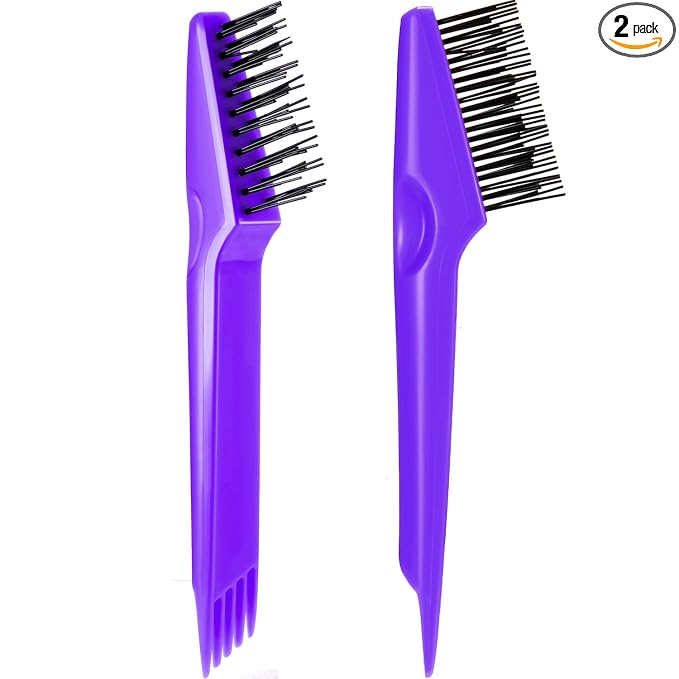 Yaomiao 2 Pcs Hair Brush Cleaner Tool 2-in-1, Purple Hairbrush Cleaner for Removing Hair Dust, Mini Comb for Removing Dirt, Home Salon Use