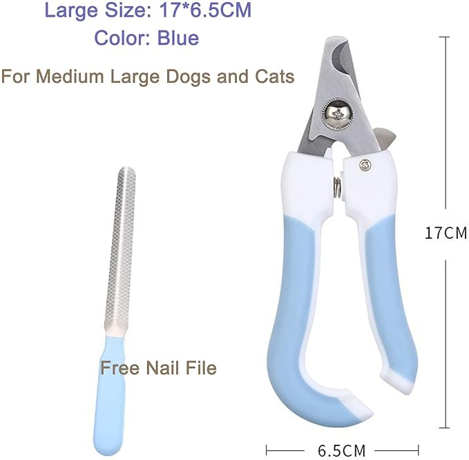 Dog & Cat Nail Clippers and Trimmers-with Safety Guard to Avoid Overcutting, Free Nail File, Razor Sharp Blade-Professional Grooming Tool for Pets
