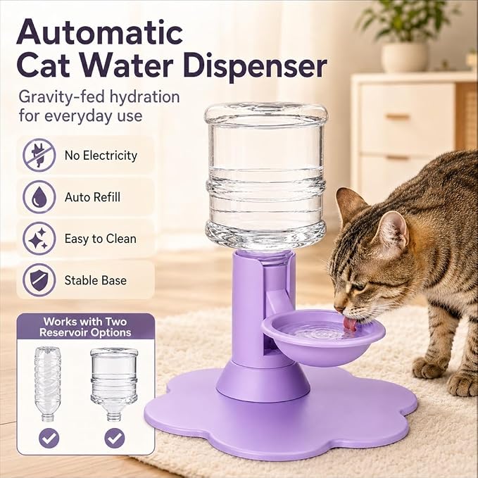 Automatic Pet Water Dispenser,Flow Self Refilling Cat & Dog Water Bowl | Portable Bottle Outdoor Jug, 3 Gallon No Spill, Washing Station for Pets, Feeder, Fountain, Storage(Blue,Includes Bottle)