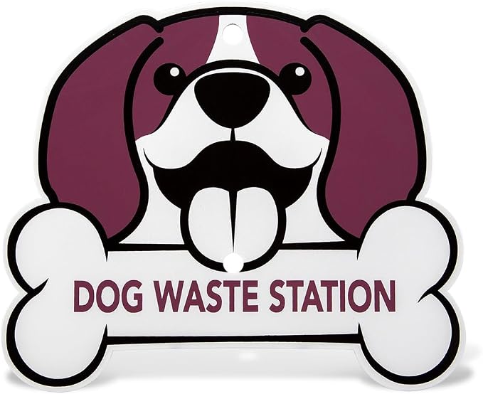 Zero Waste USA - Aluminum Dog Waste Station with Bags - Purple & Green | Purple dog design with rust-proof aluminum station, 400 roll bags, 25 liners, locking dispenser, 10-gallon waste can