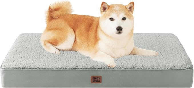 EHEYCIGA Orthopedic Dog Bed Large with Removable Washable Cover, 36x27 | Egg Crate Foam Support, Durable Oxford fabric, Non-Slip Bottom, Machine Washable, Soft Waterproof Plush Pet Bed Mat For Crate