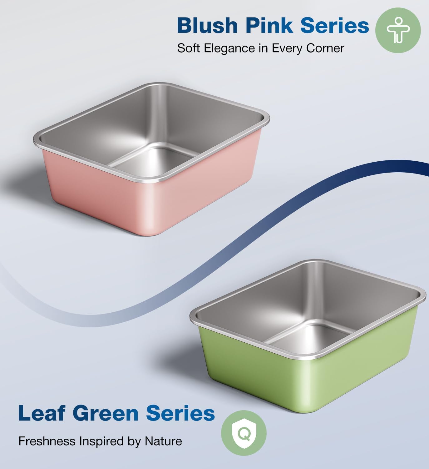 Stainless Steel Litter Box, Large Metal Cat Litter Box with High Sided for Big and Small Cats, Non-Stick, Easy to Clean, Odor-Free, 19.5" L×13.6" W×5.9" H, Blush Pink