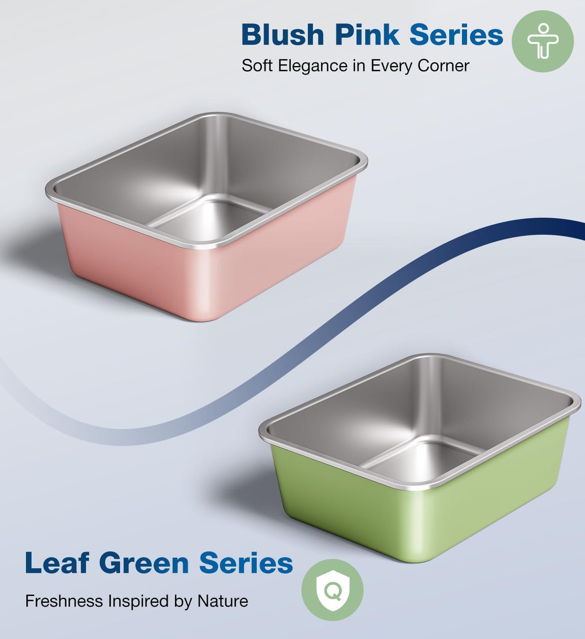 Stainless Steel Litter Box, Large Metal Cat Litter Box with High Sided for Big and Small Cats, Non-Stick, Easy to Clean, Odor-Free, 23.4" L×15.6" W×5.9" H, Leaf Green