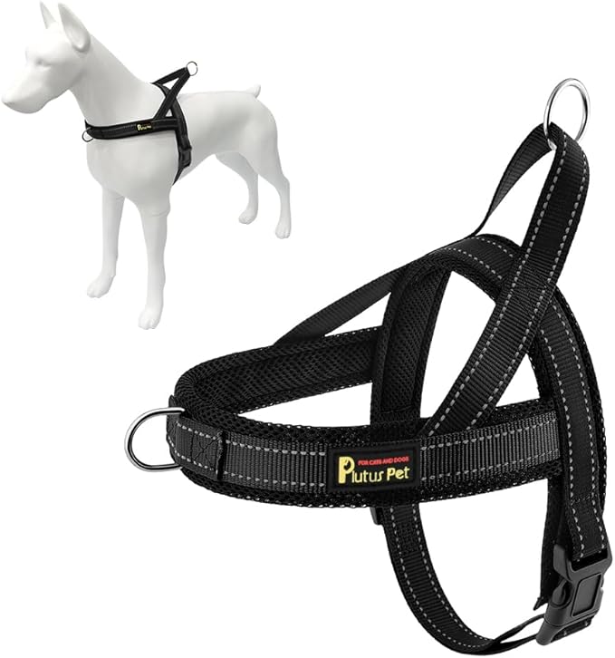 Plutus Pet No Pull Dog Harness for Puppy Small Dogs, Breathable Mesh Padded | Adjustable Reflective with Handle, Escape Proof, Quick Fit Pet Vest, Front Clip, for Training and Walking, Black, XS