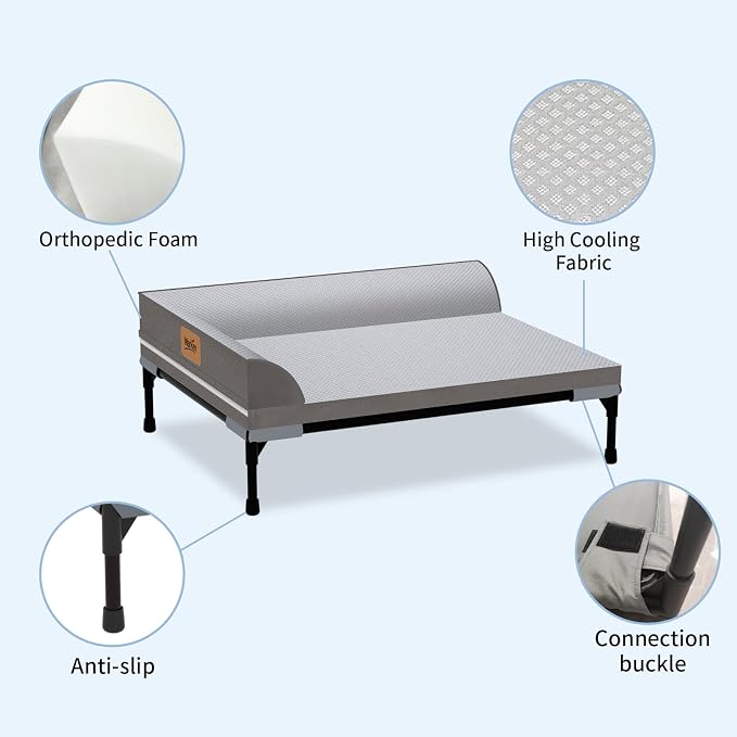 Elevated Cooling Dog Bed, Orthopedic Pet Bed for Large Dogs, Removable Washable Cover, Indoor & Outdoor Raised Pet Bed with Breathable Mesh, Size: 42"*30"*7"