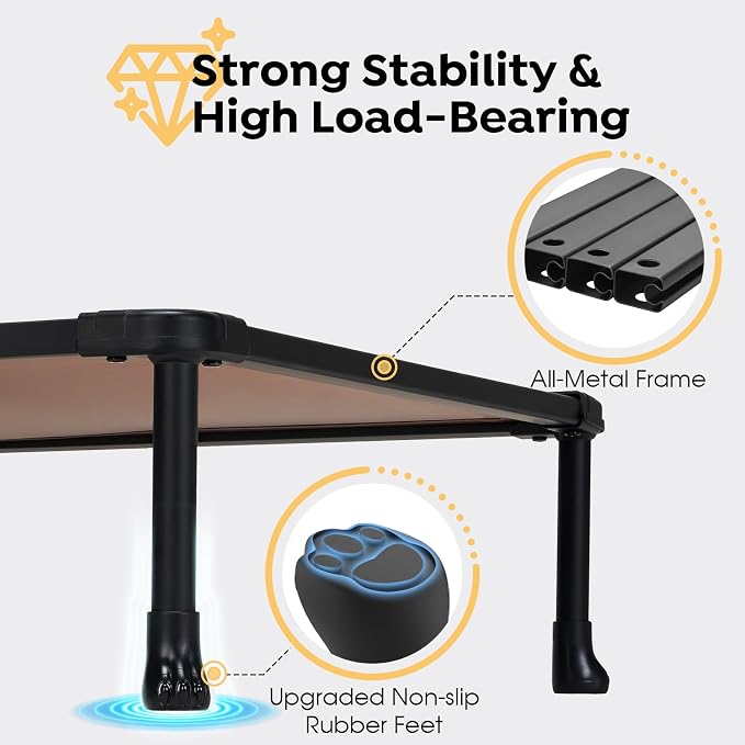 Veehoo Chew Proof Elevated Dog Bed, Indestructible Raised Dog Bed for Aggressive Chewers, Waterproof Dogs Training Platform for Indoor or Outdoor Use, 35 x 22 inches, Brown