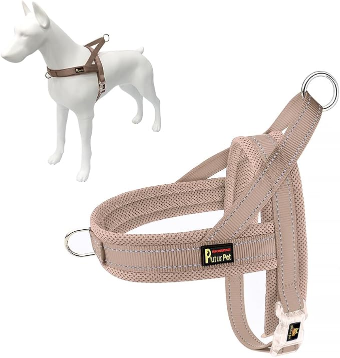 Plutus Pet No Pull Dog Harness for Small Dogs, Breathable Mesh Padded | Adjustable Reflective with Handle, Escape Proof, Quick Fit Pet Vest, Front Clip, for Training and Walking, Beige, S