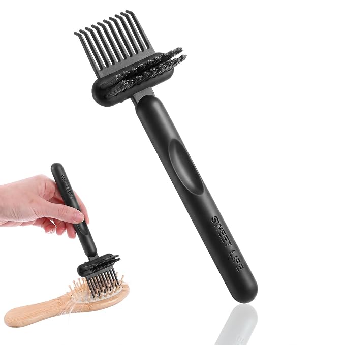 2-in-1 Hair Brush Cleaner & Remover Tool Brush Cleaning Tool Comb Cleaner Effective Hairbrush Cleaners Small and Portable for Travel Man Woman Home Salon Removing Hair Dust(Green)
