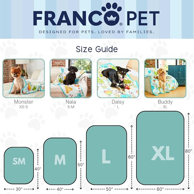 Franco Pet Care Bears Super Soft Cozy Waterproof Sherpa-Backed Blanket Throw for Large Dogs, Couch/Bed/Car, 50x60 (Officially Licensed Product)