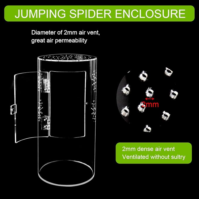 NANEEZOO Acrylic Tarantula Enclosure Jumping Spider Enclosure with Front Opening Door Micro Habitat Terrarium for Small Tree Dwelling Reptiles, Spiders & Invertebrates